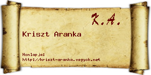 Kriszt Aranka névjegykártya